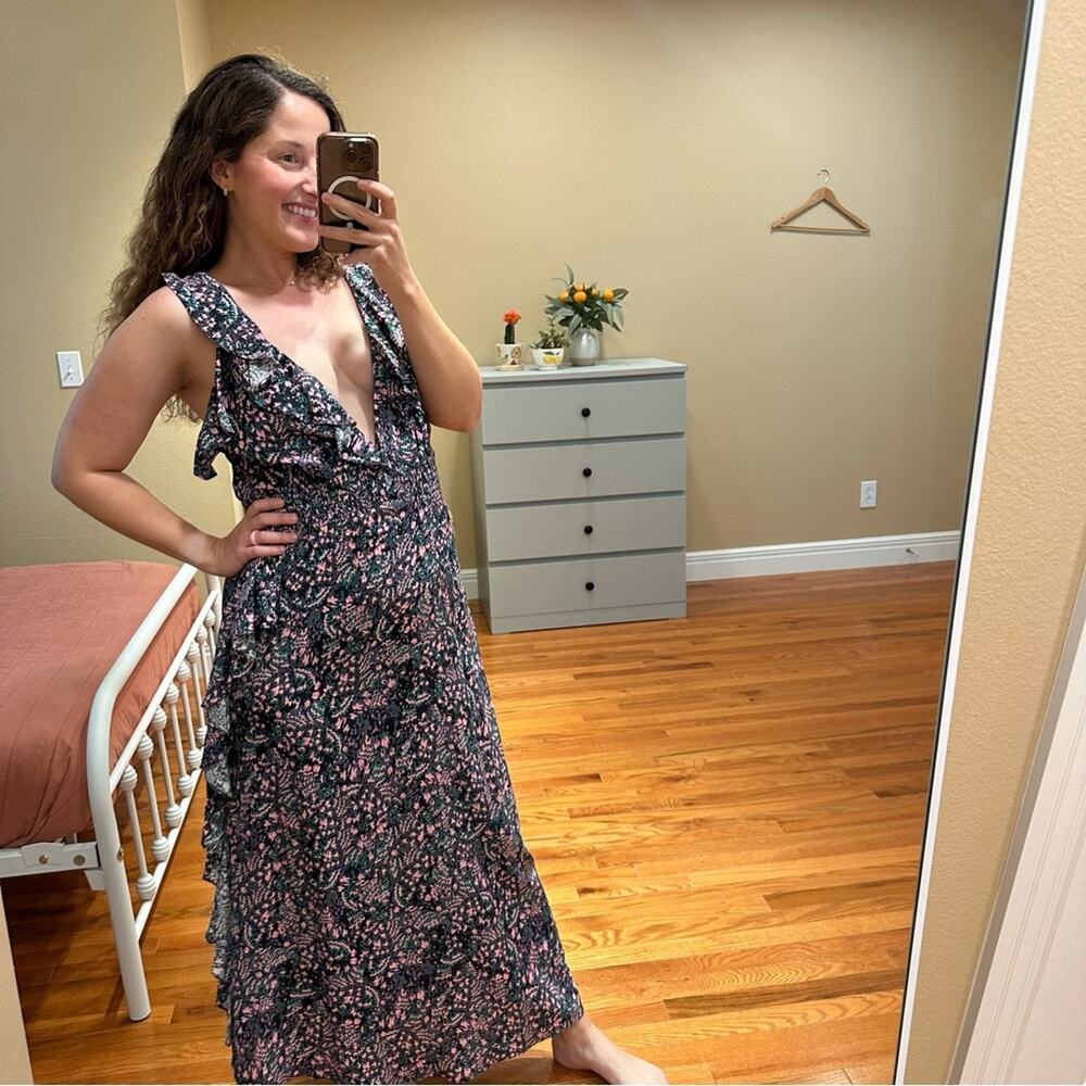 NEW IRO Sexy Blue Green Pink Maxi Dress 40 8 - Picture 3 of 14